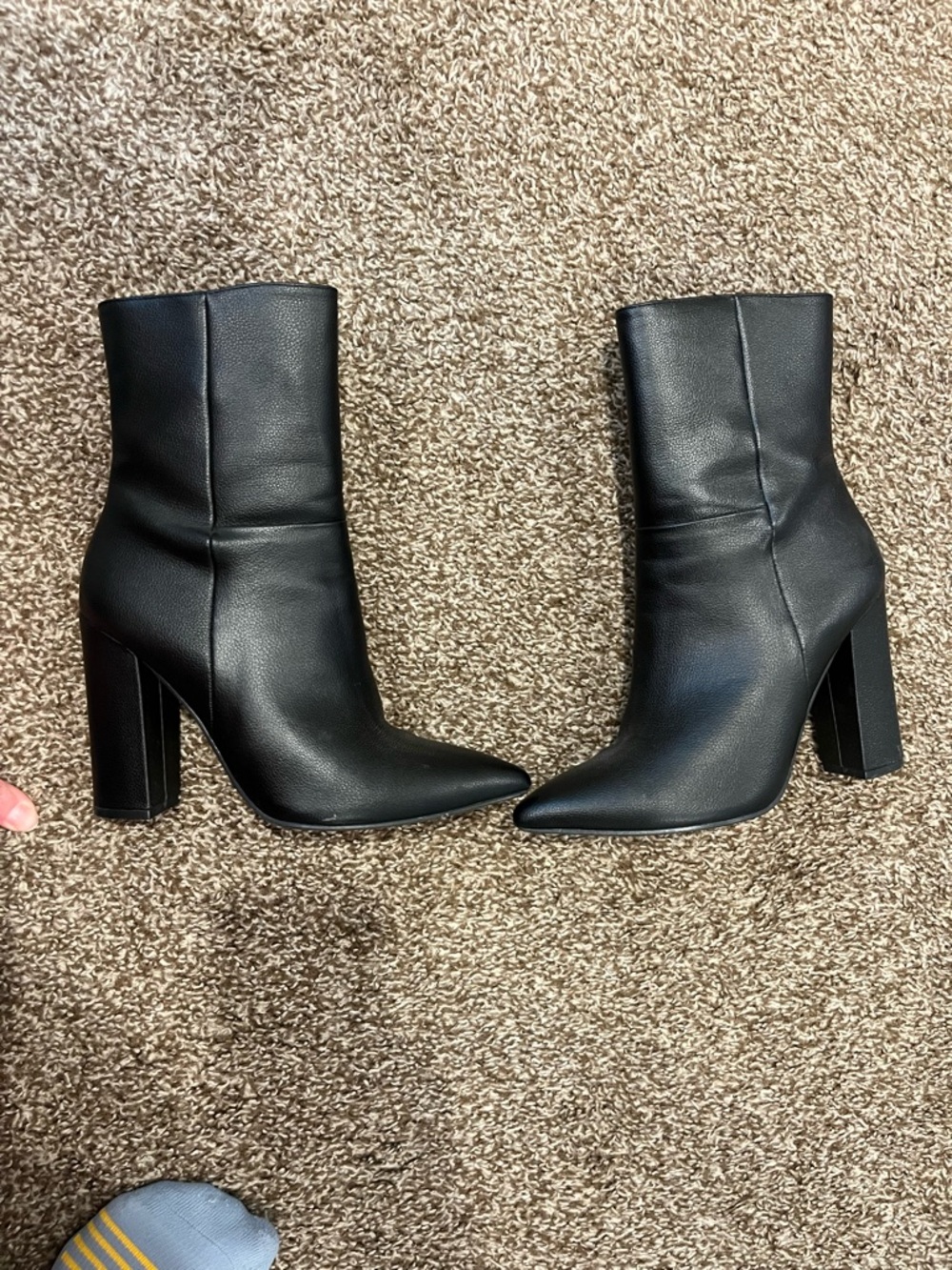 Lulu's Black Pointed Toe Block Heel Ankle Booties